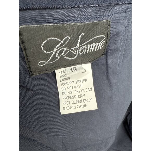 La Femme Women’s Size 18 Navy Blue Off Shoulder Satin Formal Evening Gown Dress - Picture 9 of 12